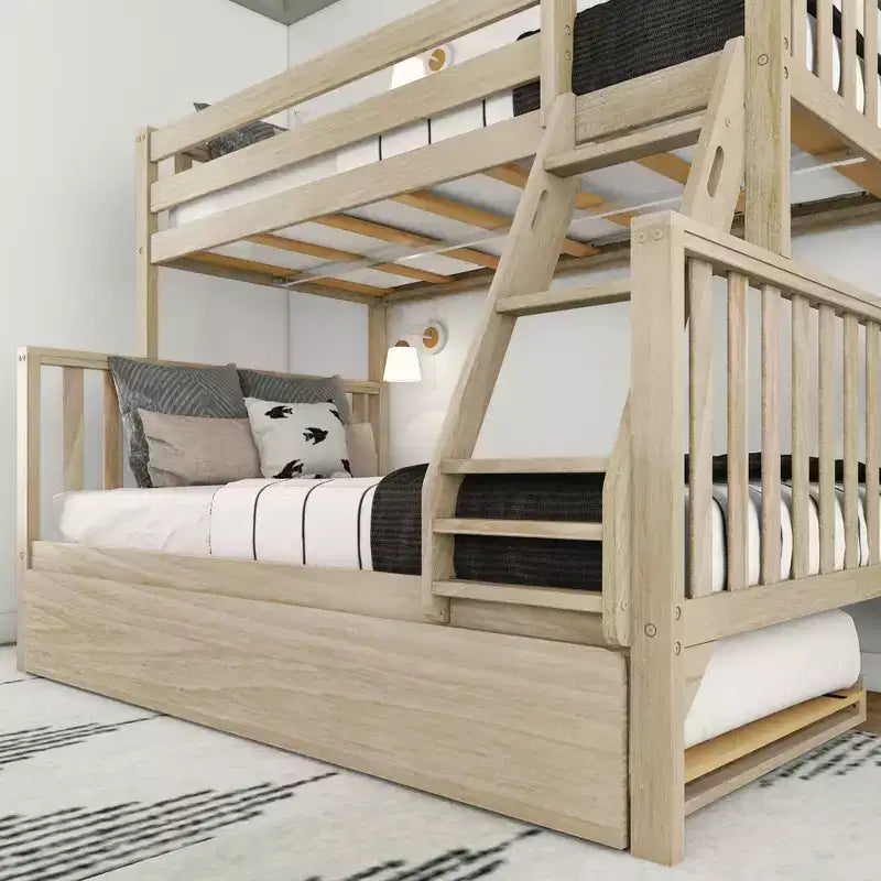 Max & Lily Letto a Castello Singolo su Una Piazza e Mezza con Letto Estraibile, Letti a Castello in Legno Massello Stile Scandinavo per Bambini