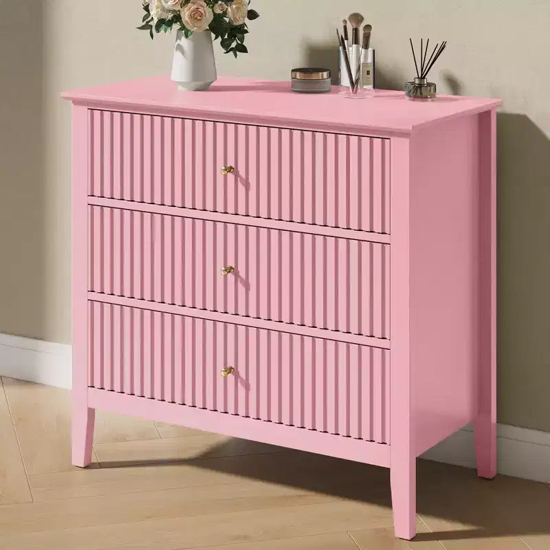 Heynemo Commode 3 Tiroirs, Table de Chevet en Bois Peint de 76 cm de Haut avec Rangement, Grande Commode Moderne avec Coulisses à Roulement à Billes