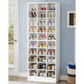 Meuble à chaussures haut 30 paires, étagère de rangement à chaussures en bois blanc 10 niveaux pour placard, entrée - 10 niveaux