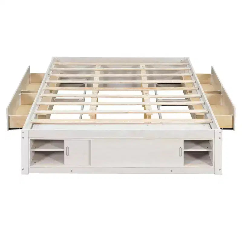 Struttura letto a piattaforma Whisen Queen con 4 cassetti e contenitore nella pediera