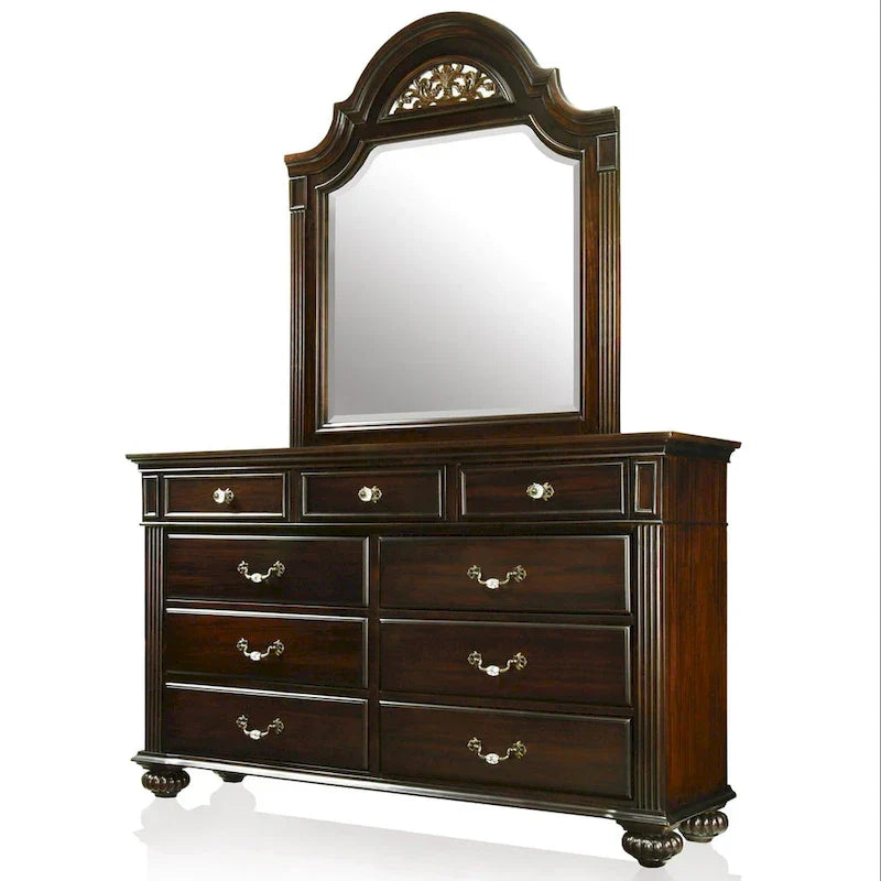 Comò e specchio tradizionali a 9 cassetti in 2 pezzi Vame di Furniture of America