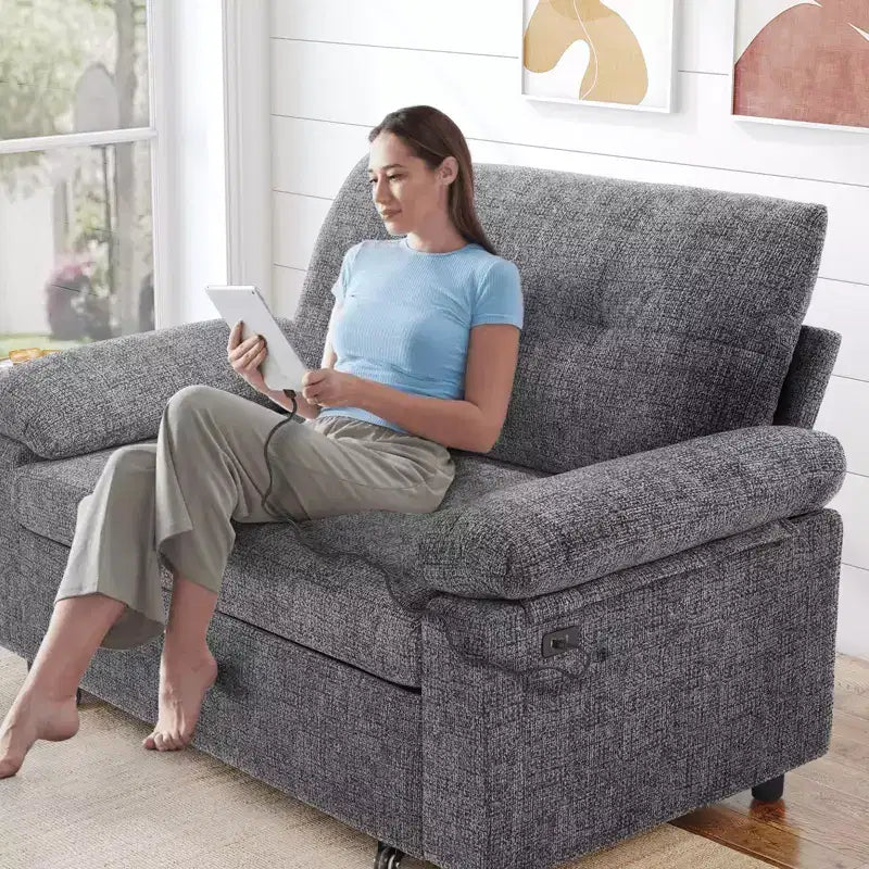 Dyonery Divano Letto Convertibile 3-in-1, Divano Letto Estraibile con Schienale Regolabile