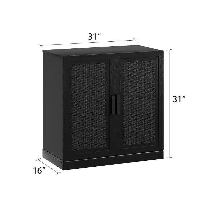 Armadio decorativo con 12 ripiani da 157 cm in vimini nero ad alta venatura del legno