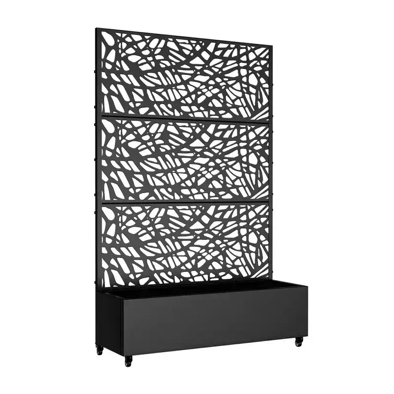 MAYEERTY Fioriera con traliccio in ferro nero Rete Stile 01 72x47x16in Set da 3 pezzi