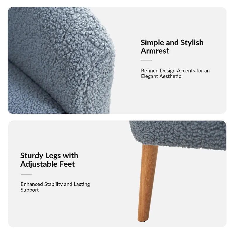 Poltrona Sheila Modern 30 W Boucle con gambe in legno massello, set da 2 di HULALA HOME