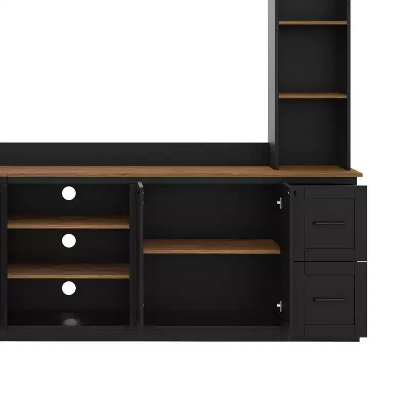 ModernLuxe Mobile TV da Parete 4 in 1 per Stile Rustico, Adatto a TV Fino a 70 Pollici, Consolle Multimediale con Ripiani Regolabili e Cassetti