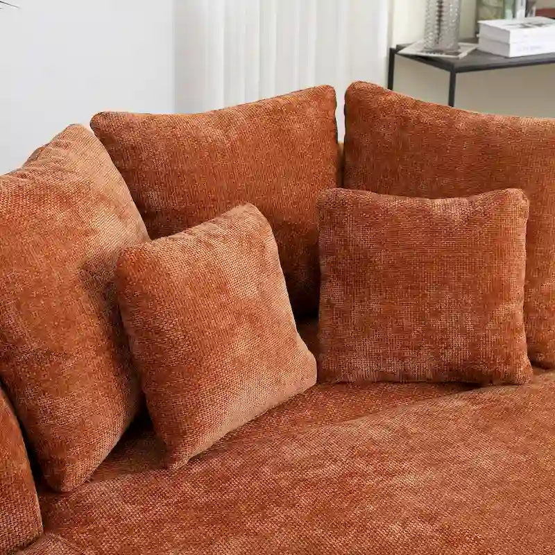Poltrona Moderna Rotonda a Botte con 5 Cuscini e Pouf Opzionale