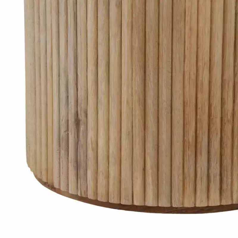Tavolino Laterale Decorativo in Legno Scanalato con Piano in Marmo e Spazio Contenitivo - Piccolo Tavolino d'Appoggio per Arredo Camera da Letto o Soggiorno