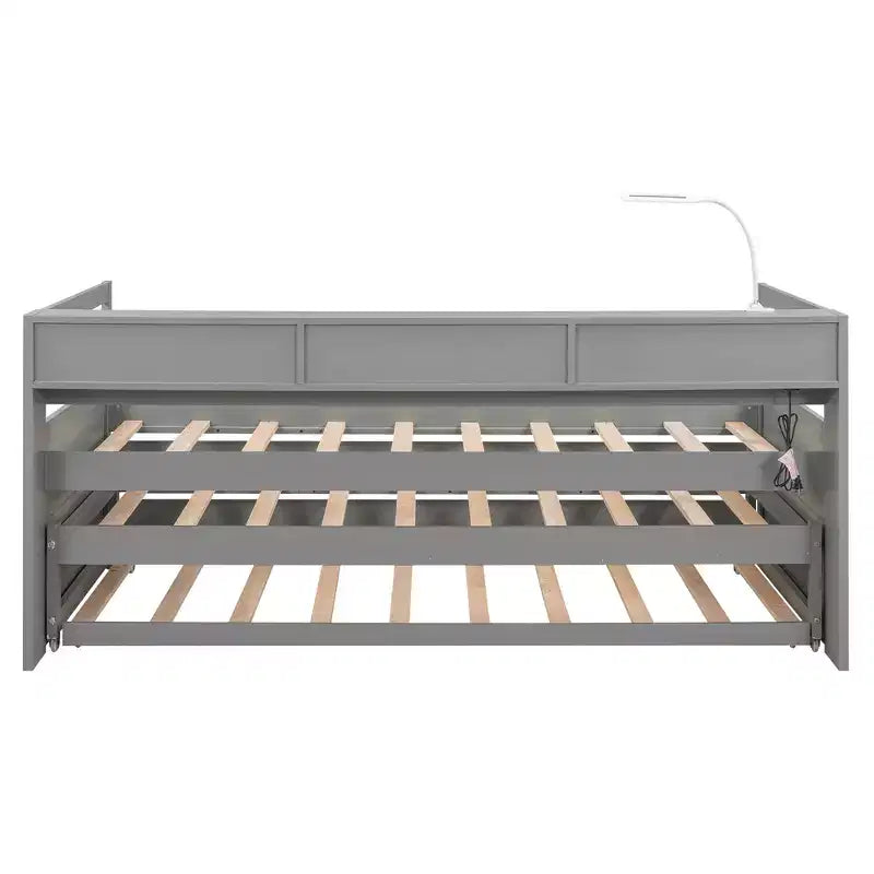 Whisen Twin XL Daybed in Legno con 2 Letti Estraibili, 3 Vani portaoggetti, 1 Luce Gratuita e USB per la Ricarica