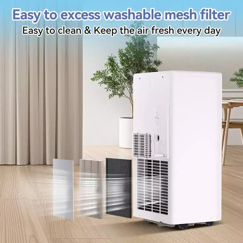 Condizionatori portatili, Flarhetoric 10000 BTU Raffreddamento/Ventilatore/Deumidificatore 3 IN 1 Unità AC portatile per stanze di 52 M², Unità per ambienti a bassa rumorosità