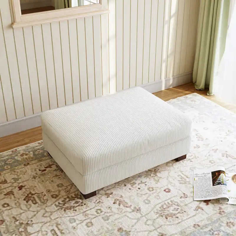 Pouf poggiapiedi oversize in velluto a coste moderno