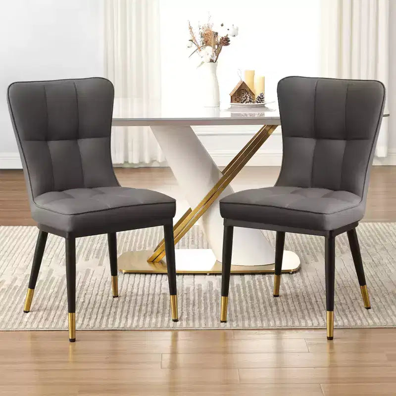 Bekrvio Lot de 6 chaises de salle à manger, modernes, rembourrées, en similicuir, avec haut dossier, pieds en métal, chaises de cuisine sans accoudoirs pour salon et salle à manger