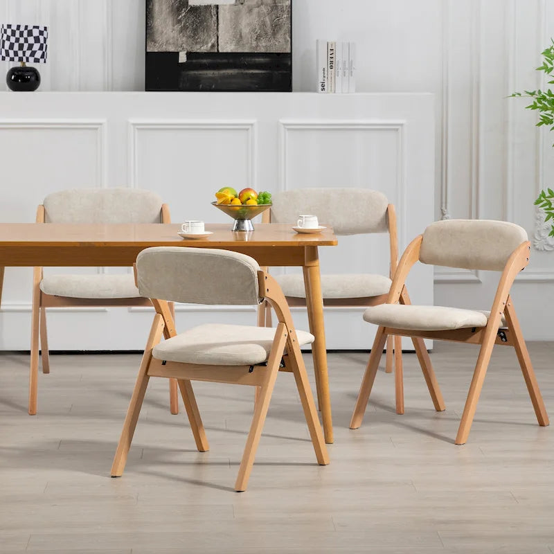Sedie Pieghevoli Impilabili da Pranzo in Legno con Seduta Imbottita (Set da 4)
