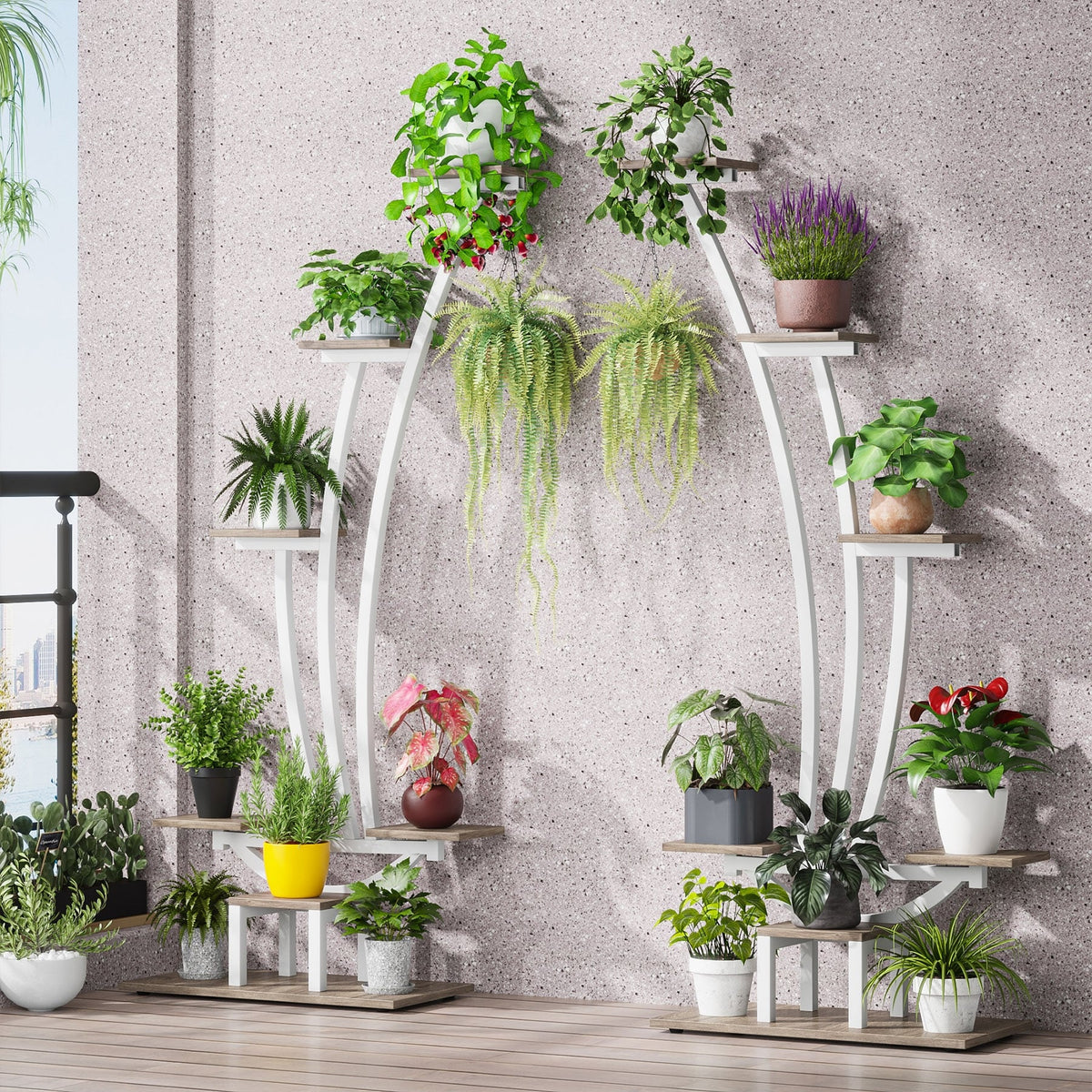 Fioriera Verticale per Piante da Interno a 6 Livelli per Giardino - Set da 2 Pezzi