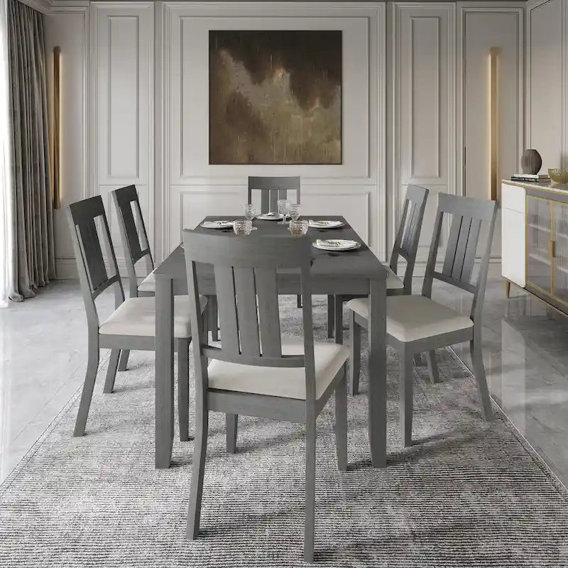 Set da pranzo classico in legno a 7 pezzi CraftPorch