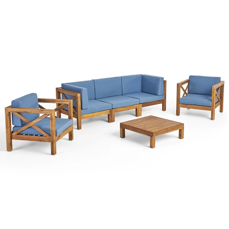 Set da conversazione Brava Outdoor a 6 pezzi in legno di acacia di Christopher Knight Home
