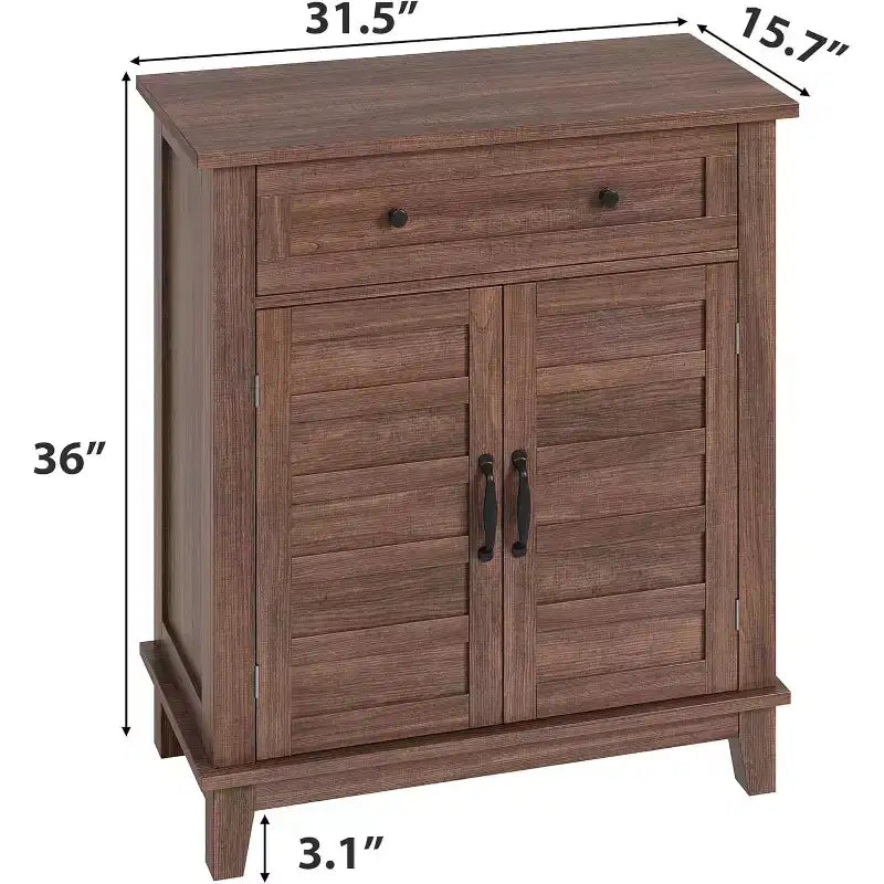 Mobile Contenitore Rustico da 80 cm, con Ante a Doghe, 3 Ripiani Regolabili, Armadietto a Doppia Anta, per Cucina, Sala da Pranzo e Ufficio Domestico