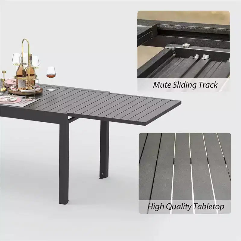 Table à manger extensible Okak en aluminium pour patio, cuisine et salle à manger