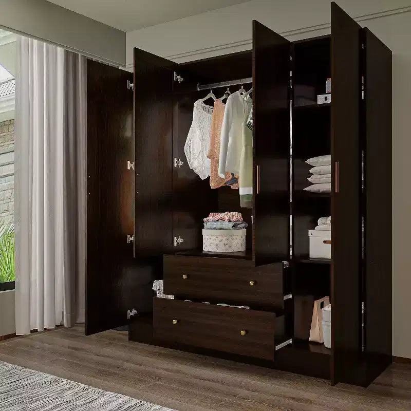 Hitow Armadio 2 Cassetti Grandi Zona Centrale Appendiabiti con Specchio Stile Minimalista