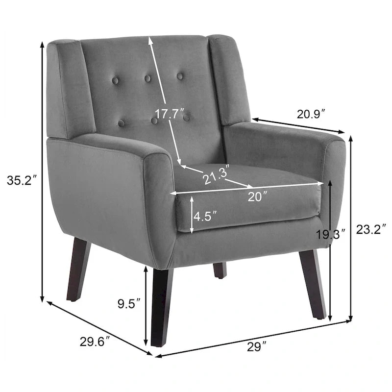 Set di 2 Poltrone Accent in Velluto per Soggiorno, Poltrona Imbottita
