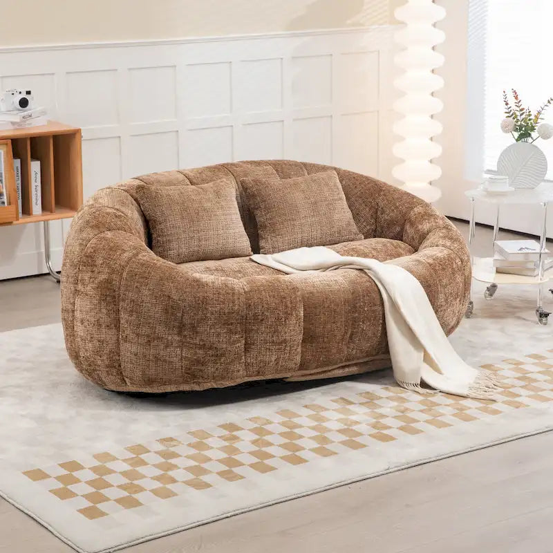 GDFStudio - Divano Pigro a 2 Posti Laurel Chenille con Schiuma ad Alta Densità e Comfort Extra Large