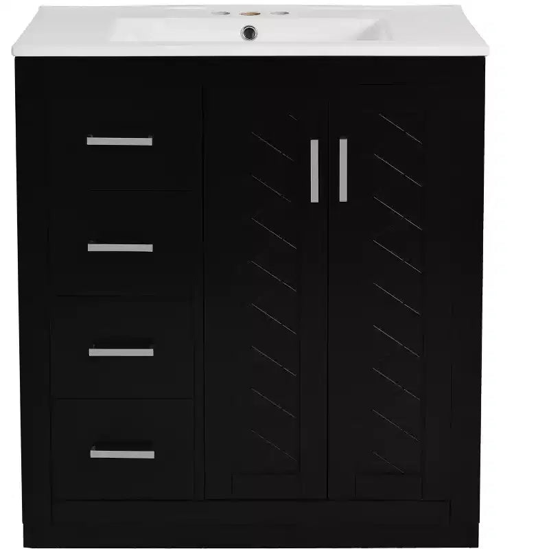 Mobile bagno 30 pollici con lavabo singolo, armadietto e 3 cassetti – Nero / Blu / Verde / Indaco / Bianco