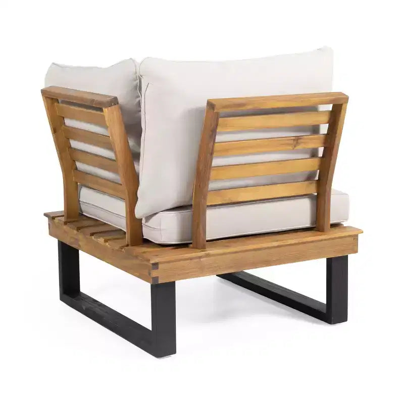 Set Divano Sezionale Esterno a L Patio da Giardino Set Lounge per il Tempo Libero con Tavolino da Caffè e Cuscino Resistente all'Acqua - ModernLuxe