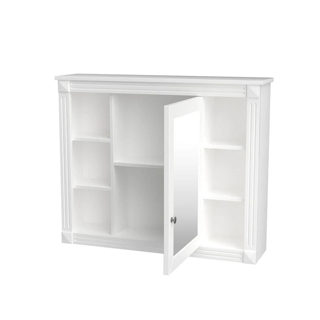 Mobile Bagno Moderno da 90cm con Lavabo Integrato e Specchiera, 2 Ante e 2 Cassetti