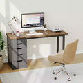 Scrivania per computer da 47 pollici con 5 cassetti, tavolo da studio/scrittura moderno rustico reversibile, workstation per ufficio domestico per piccoli spazi