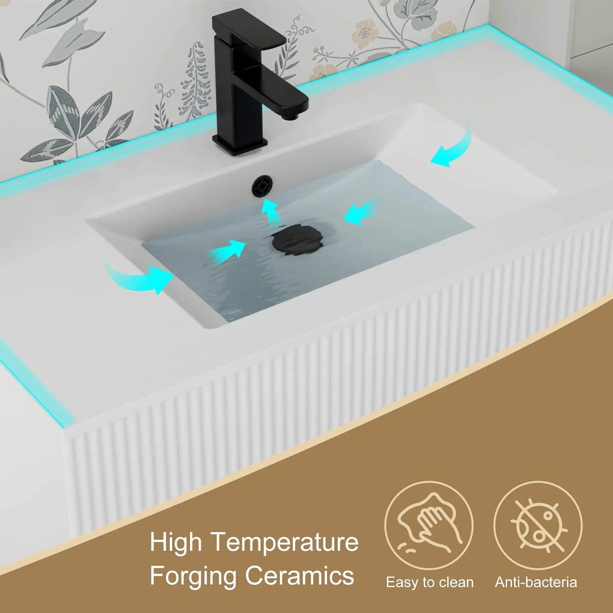 Mobile bagno 30/36/48 Wavy Line con lavabo e rubinetto