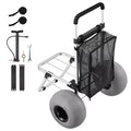 VEVOR Carrello da Spiaggia con Grandi Ruote per Sabbia, Piattaforma di Carico 50,8x38,1 cm, Carrello Pieghevole per Sabbia con Ruote a Palloncino da 30,5 cm, Capacità di Carico 75 kg, Argento+Nero