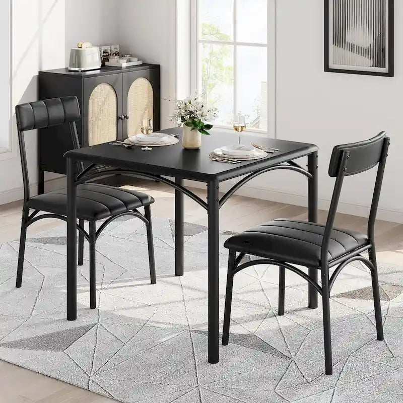 Set tavolo da pranzo per 2, Tavolo da cucina con sedie imbottite per 2