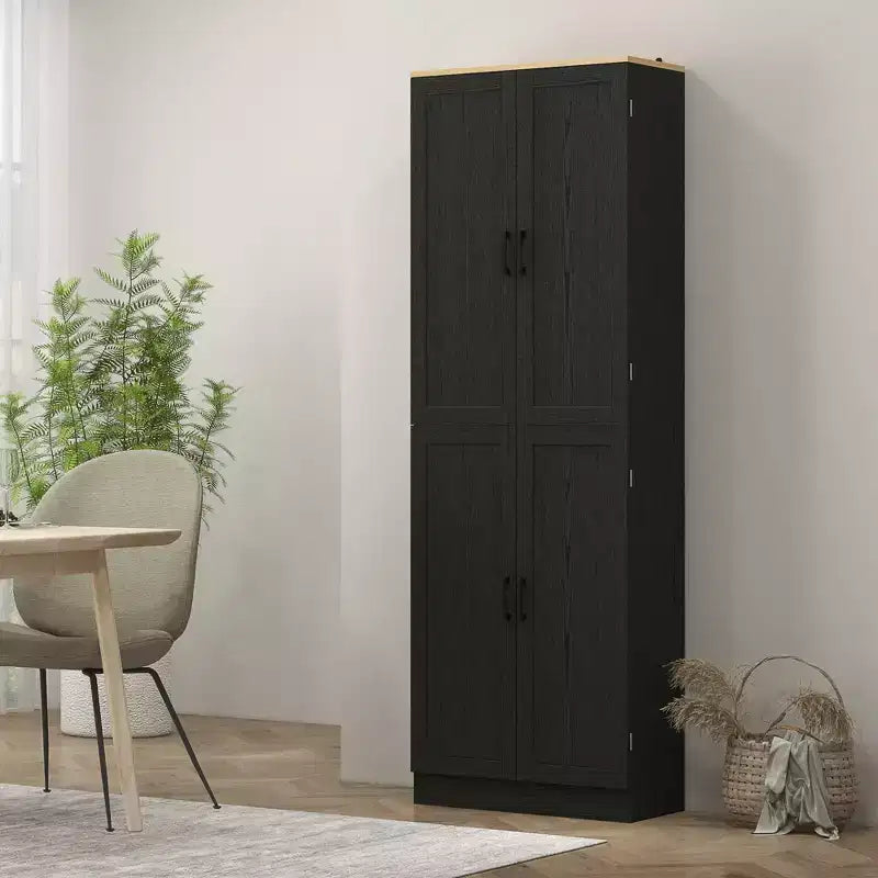 HOMCOM 67 Dispensa da Cucina Autoportante, Armadio Contenitore a 4 Ante con Ripiani e Ante Regolabili