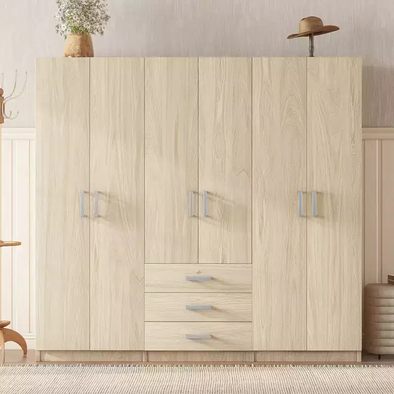Armadio a 6 ante in legno con cassetti per camera da letto
