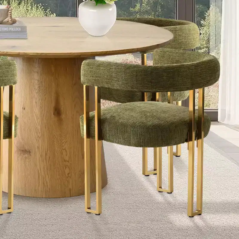 Set Tavolo da Pranzo Rotondo Espandibile a Ovale con 4 Poltroncine in Velluto, Design Moderno con Base a Piedistallo, Posti a Sedere Fino a 8 Persone-Panipeachy