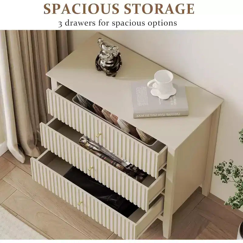 Cassettiera Heynemo a 3 Cassetti, Comodino in Legno Verniciato Alto 76 cm con Contenitore, Ampio Cassettone Moderno con Guide a Sfera