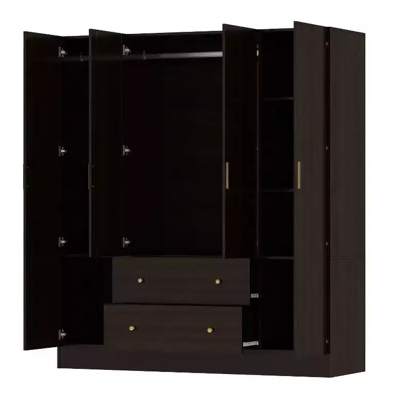 Hitow Armadio 2 Cassetti Grandi Zona Centrale Appendiabiti con Specchio Stile Minimalista
