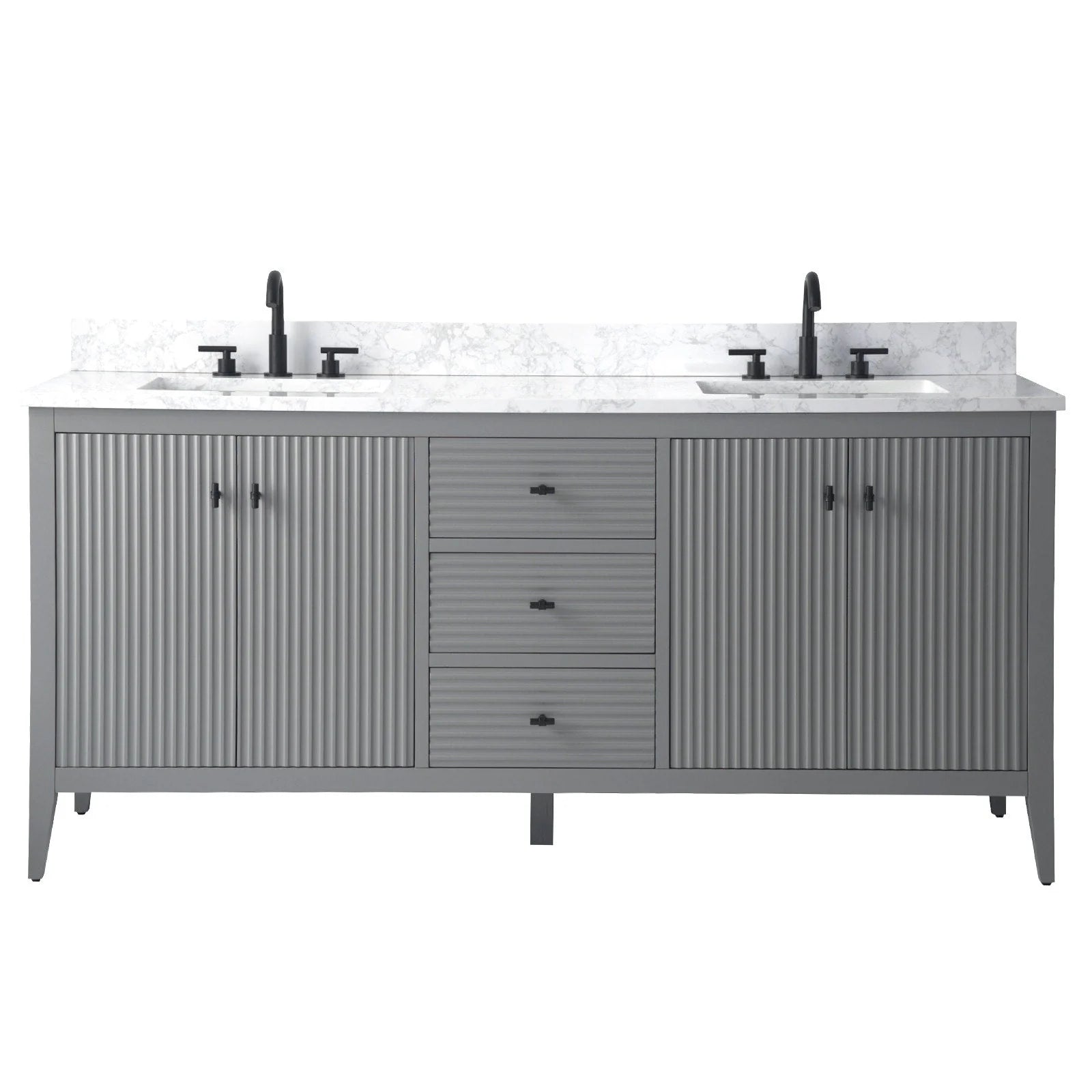 Mobile lavabo doppio Vanity Art 72 per bagno con piano in marmo composito