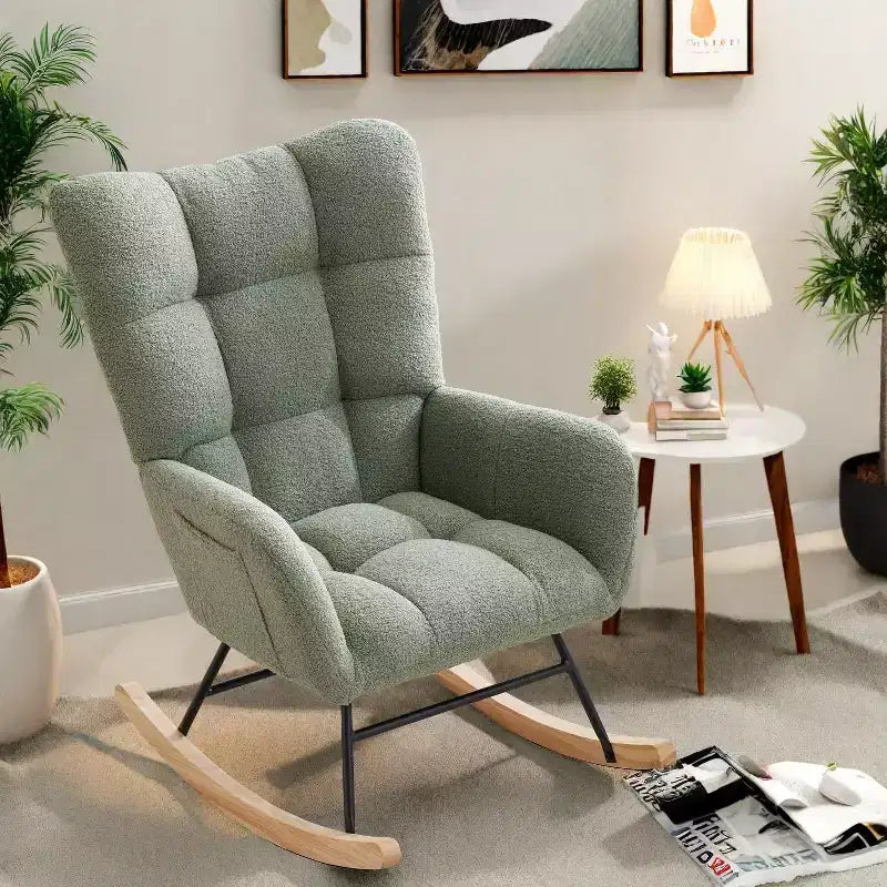 Fauteuil à bascule pour chambre d'enfant, Fauteuil à bascule pour salon pour l'allaitement, Fauteuils d'appoint confortables pour chambre à coucher, Fauteuils rembourrés en peluche Teddy pour l'intérieur