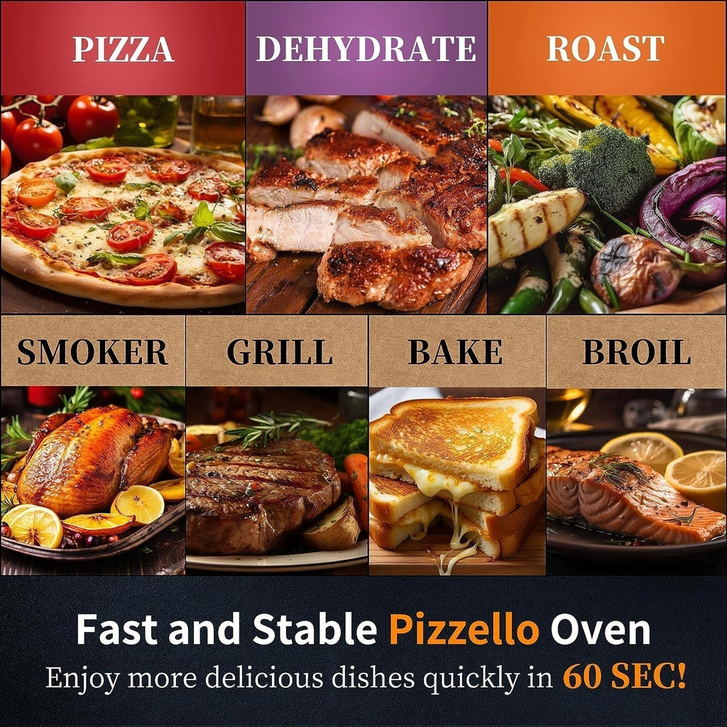 Forno per pizza da esterno multifuel per pizza con bruciatore a gas e contenitore per legna - 12 pollici