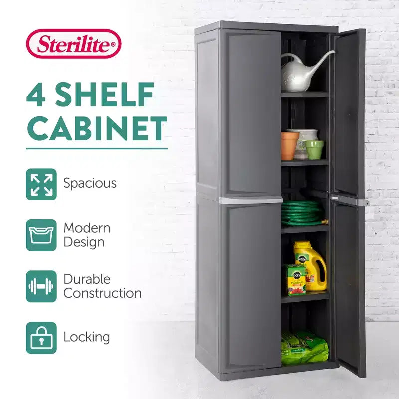 Sterilite Set da 2 organizer a 4 ripiani regolabili per garage, grigio