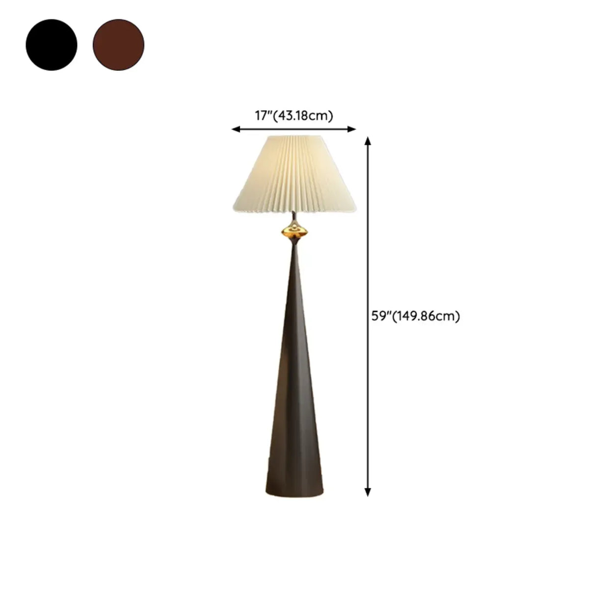 Lampadaire conique contemporain en métal avec abat-jour en tissu