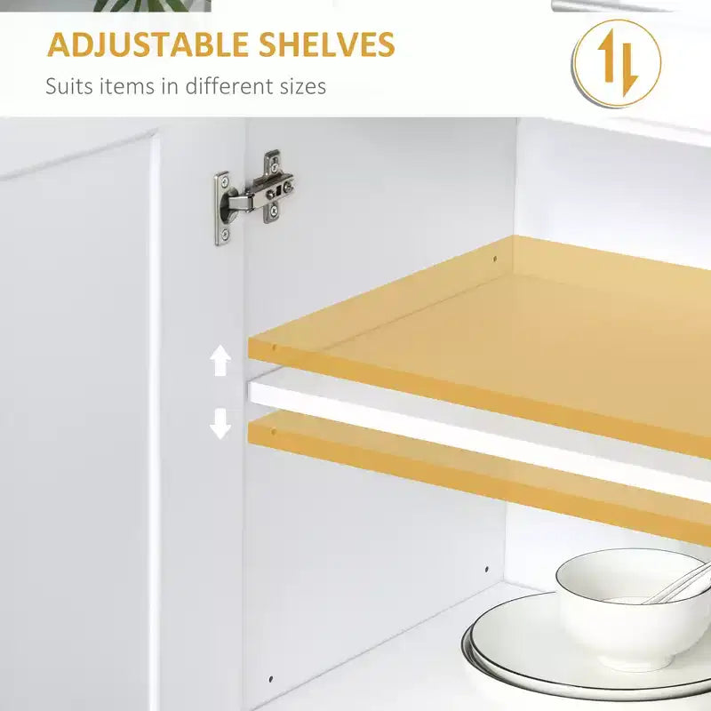 Dispensa da Cucina Moderna, Mobile Autoportante con Ante e Cassetti, Ripiani Regolabili