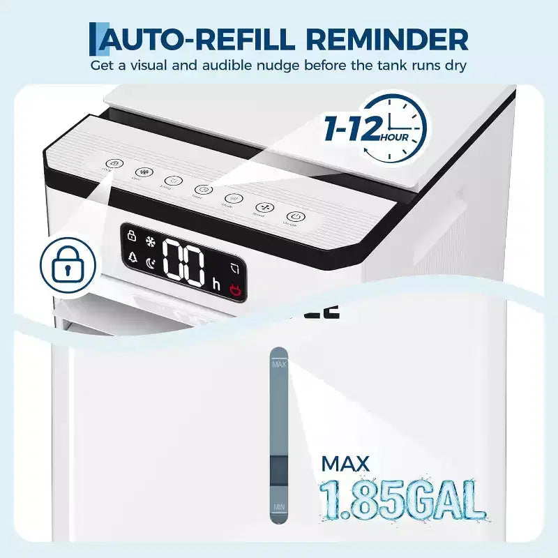 Raffrescatore Evaporativo Portatile da 7 litri con Telecomando, 3 Velocità, Timer e Ventilatore Oscillante per Casa e Ufficio