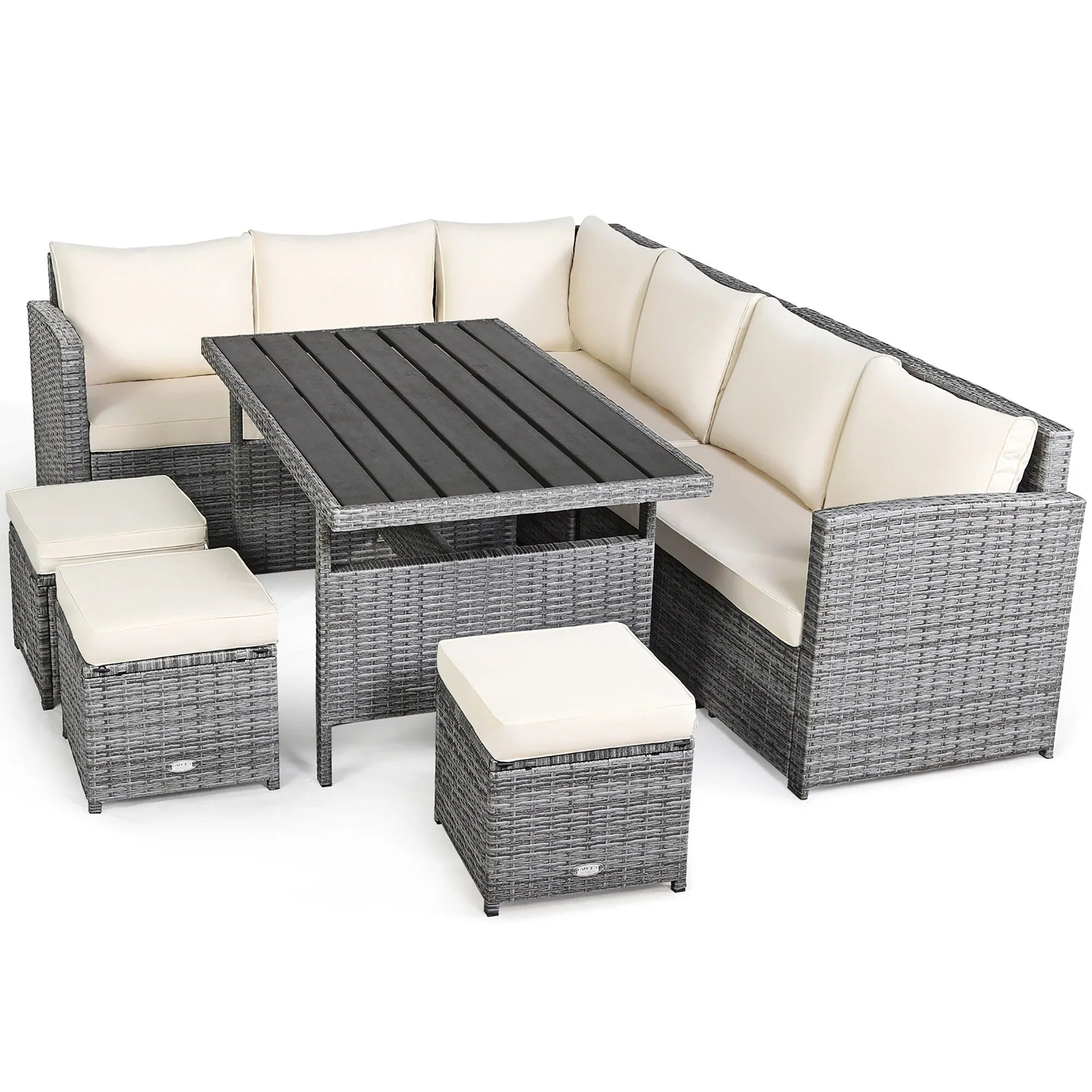 Costway Set da pranzo da 7 pezzi in rattan per esterni Divano componibile ottomano - Vedi dettagli