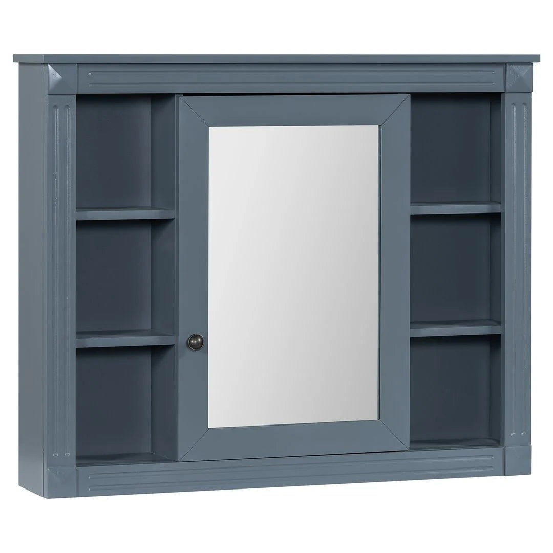 Mobile Bagno Moderno da 90cm con Lavabo Integrato e Specchiera, 2 Ante e 2 Cassetti