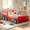 GDFStudio Juna Letto Singolo a Forma di Camion dei Pompieri con Luci LED