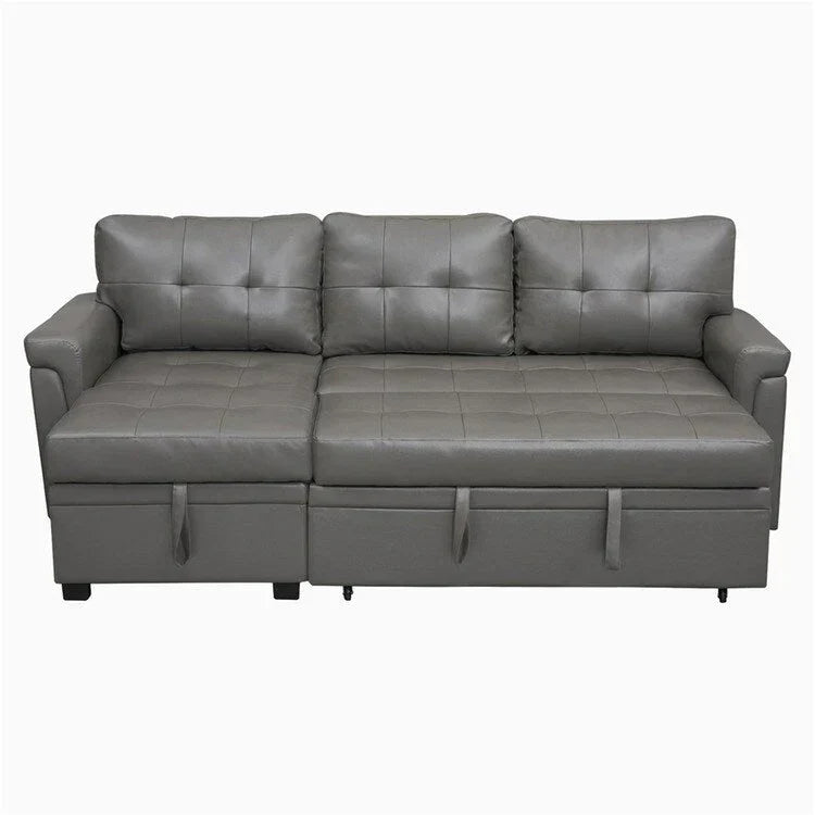 Divano componibile convertibile reversibile con letto estraibile, chaise longue con contenitore nascosto e gambe durevoli