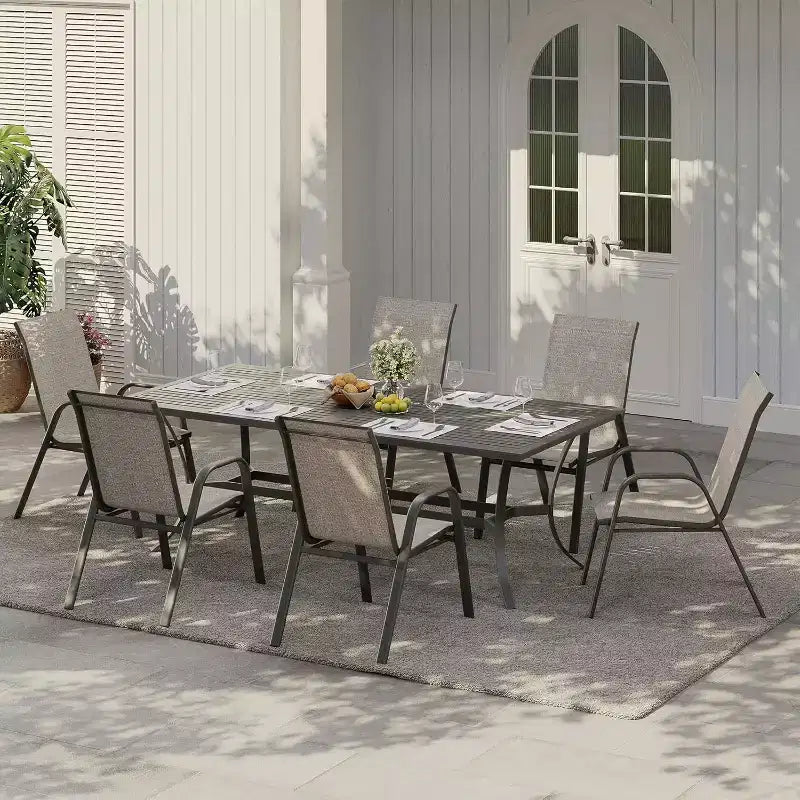 Sedie da patio, Set di 4/6 sedie da pranzo impilabili per esterni in textilene leggero per tutte le stagioni con braccioli per giardino, bordo piscina