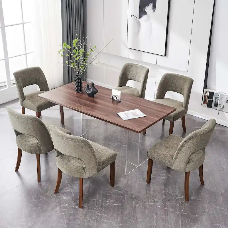 Set di 4 sedie da pranzo imbottite in tessuto